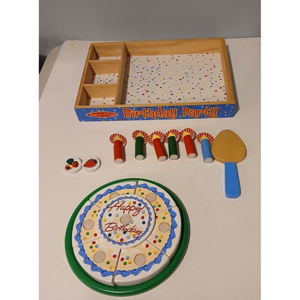 Melissa & Doug Wooden Birthday Party Cake candle Pretend Food- Decorations